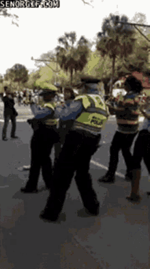 cop police dancing fun flash mob