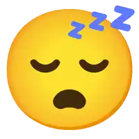 a yellow smiley face is sleeping with blue zzz letters behind it