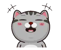 a cartoon cat with its eyes closed and a x on its head