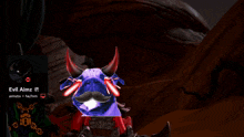 evil aimz has a picture of a bull with horns and a mustache behind him