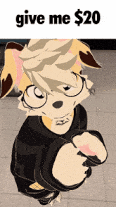 a picture of a furry character with the words give me $ 20 above it