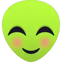 a green smiley face with a pink cheek