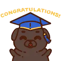 a cartoon drawing of a dog with a blue box on his head that says cong