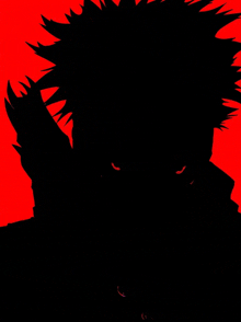 a black and red silhouette of a person with a red background