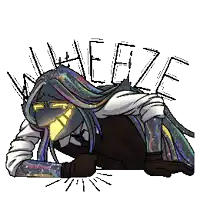 a pixel art drawing of a person with long hair and the word breeze behind them