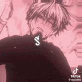 a black and white drawing of a boy with a s on his neck