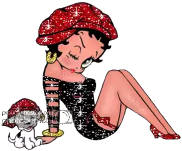 Betty Boop French Street Look Sticker - Betty Boop French Street Look Black And Red Sparkle Stickers