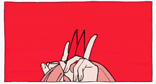 a cartoon drawing of a person 's face with a red background .