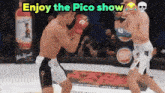a boxing match with the words enjoy the pico show above it