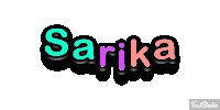 the name sarika is written in purple and yellow letters