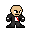 a pixel art of a man in a suit and tie with a bloody face .