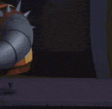 a cartoon character with yellow eyes is looking at something