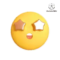 a yellow smiley face with stars in its eyes and the words kinemaster below it