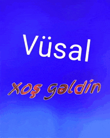 a blue background with the word vusal in white letters