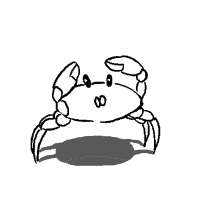 a black and white drawing of a crab with its shadow .