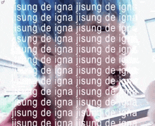 a person with blue hair is holding a fork in front of a bunch of words that start with the letters ign