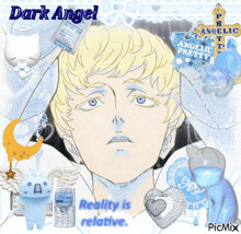 a picture of a boy with the words dark angel on the top