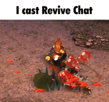 a screenshot of a video game with the words i cast revive chat