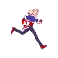 a cartoon drawing of a man running on a white background .