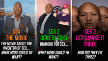 a collage of three posters with the title sex the movie
