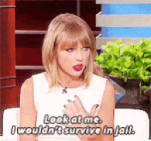 Taylor Swift I Would Survive In Jail GIF - Taylor Swift I Would Survive In Jail Weak GIFs
