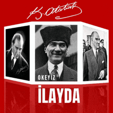 a poster with three pictures of a man and the word ilayda on it