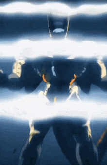 a man in a black suit is surrounded by lightning bolts