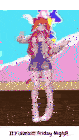a cartoon girl is dancing with the words it 's ( almost ) friday night