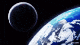 a computer generated image of the earth and moon with the website gifs.com at the bottom