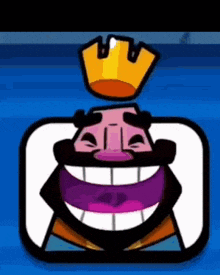 a cartoon of a king with a crown on his head and a big smile .