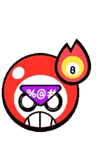 a cartoon drawing of a pool ball with the number 8