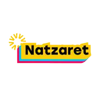 a colorful logo that says natzaret with a sun in the background