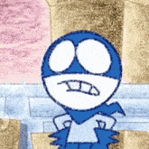 a drawing of a cartoon character with a blue mask on his face