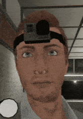 a man wearing a headband with a gopro camera attached to it
