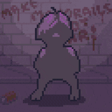 a pixel art of a skeleton with red hair and a choker around his neck