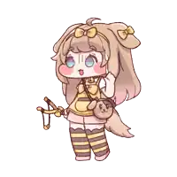 a drawing of a girl with a bow on her head holding a dog leash