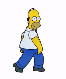 homer simpson is walking on a white background