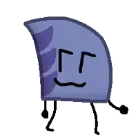 a drawing of a purple object with a face and legs