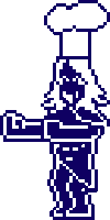 a pixel art of a chef wearing a chef 's hat .