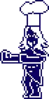 a pixel art of a chef wearing a chef 's hat .