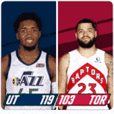 two basketball players from the utah jazz and raptors