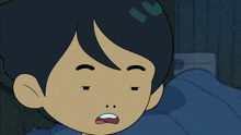 a cartoon of a boy with a surprised expression on his face