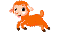 a cartoon illustration of an orange sheep running