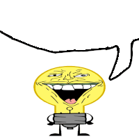 a cartoon light bulb with a speech bubble behind it
