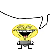 a cartoon light bulb with a speech bubble behind it