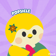 a cartoon of a bird eating a popsicle with the name popsicle on the top