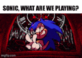 a cartoon of sonic the hedgehog giving the middle finger