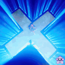 a sign that says look at lolita shows a person in a blue room