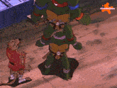 a cartoon of teenage mutant ninja turtles with a nickelodeon logo