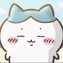 a cartoon drawing of a cat with a blue headband
